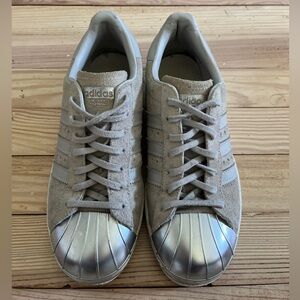 Women’s grey adidas shell toe suede ankle height‎ casually shoes size 5.5 W